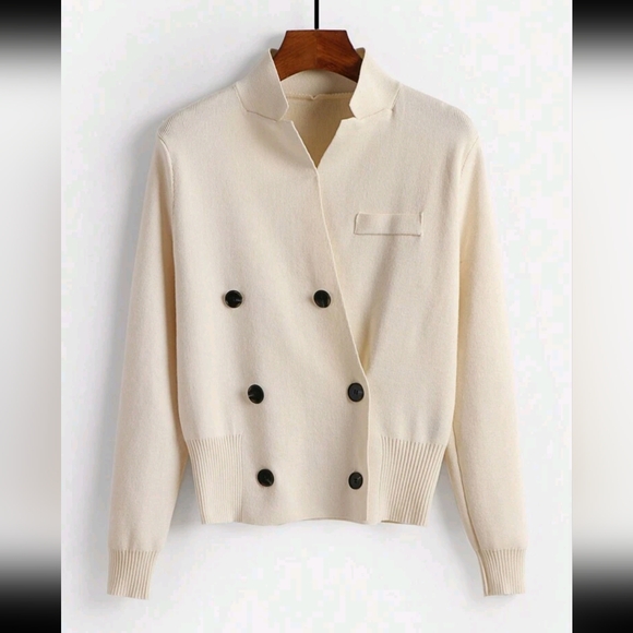 Women's Elegant Double-Breasted Long Sleeve Cardigan Coat For Fall/Winter - Picture 4 of 4